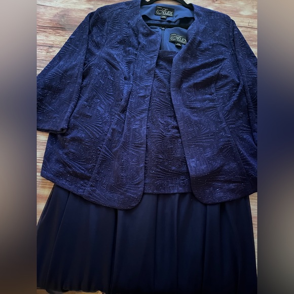 Alex Evenings Royal Blue Jacket Shimmering Plus size Dress 24W - Picture 1 of 13